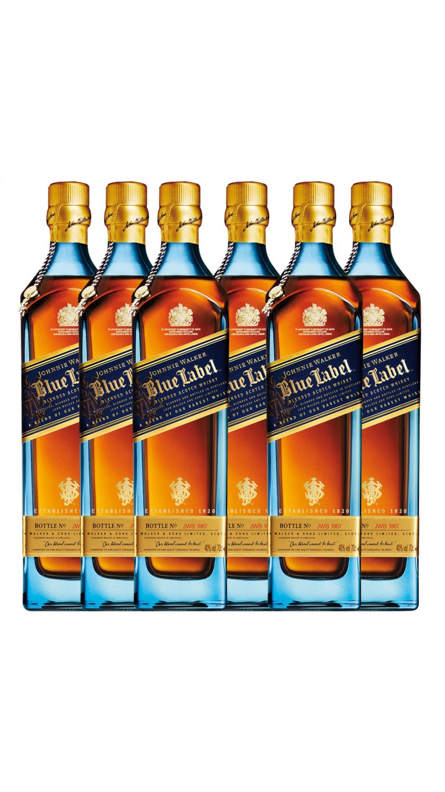 Johnnie Walker Blue Label Blended Scotch Whisky X 6 Bottles 